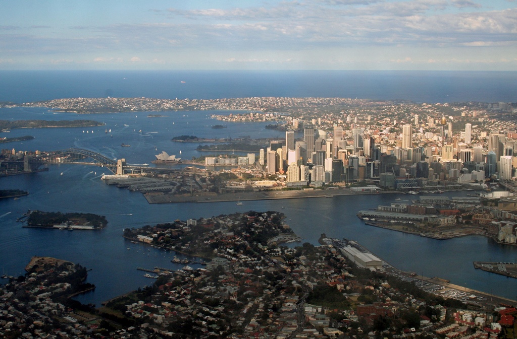 Sydney Harbour from Plane